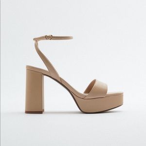 Zara Nude Real Leather pumps heeled shoes US 7.5  Euro 38